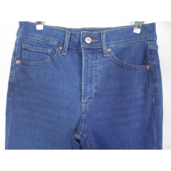 Express Jeans 4S x 24.5" Skinny Mid Rise Capri crop stretch 4p raw hem blue - Picture 2 of 9